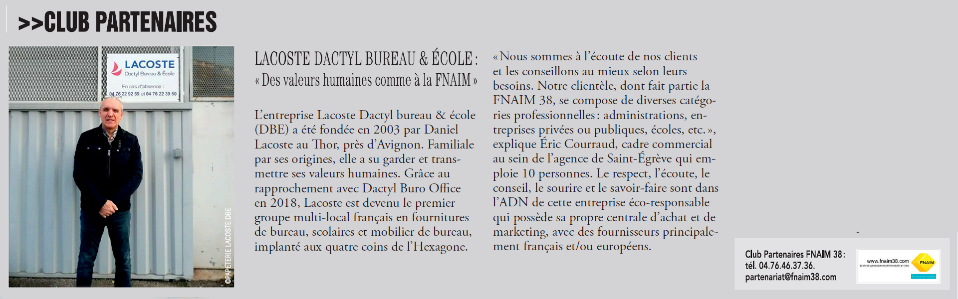 Bannière client FNAIM 38 LACOSTE Dactyl Bureau & École