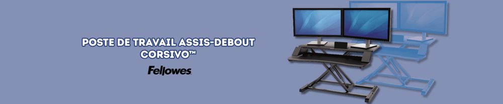 Zoom produit : la station de travail assis-debout Corsivo™ de Fellowes