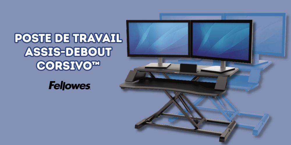 Zoom produit : la station de travail assis-debout Corsivo™ de Fellowes