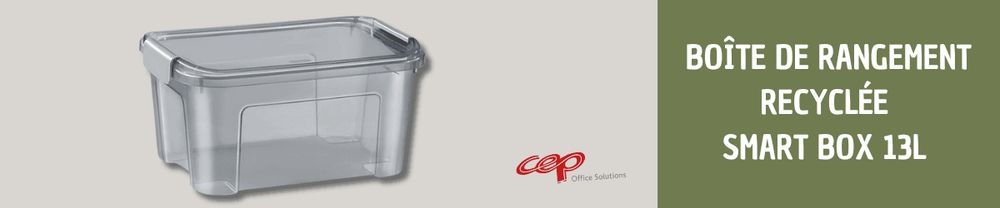 Zoom produit : la boite de rangement recyclée Smart Box 13L de CEP Office Solutions