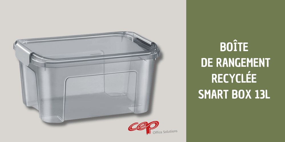 Zoom produit : la boite de rangement recyclée Smart Box 13L de CEP Office Solutions