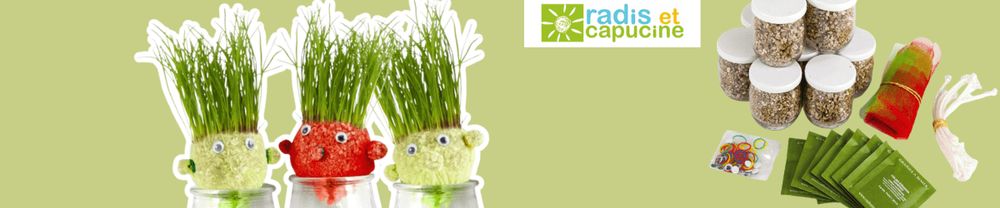 Zoom produit : Coffret « Je fabrique ma tête à pousser » de Radis et Capucine