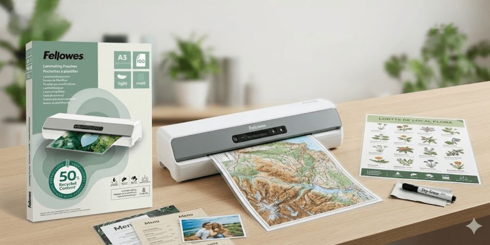 Zoom produit : Pochettes de plastification 50% recyclées de Fellowes