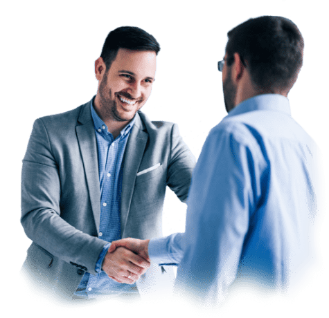 Rencontre entre un commercial et un client qui se serrent la main