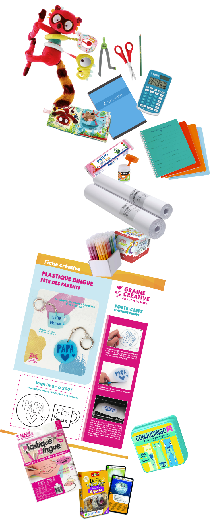 Collage fournitures scolaires