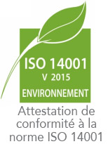 Notre attestation de conformité à la norme qualité ISO 14001 - Siège et plateforme de Bourges (18)