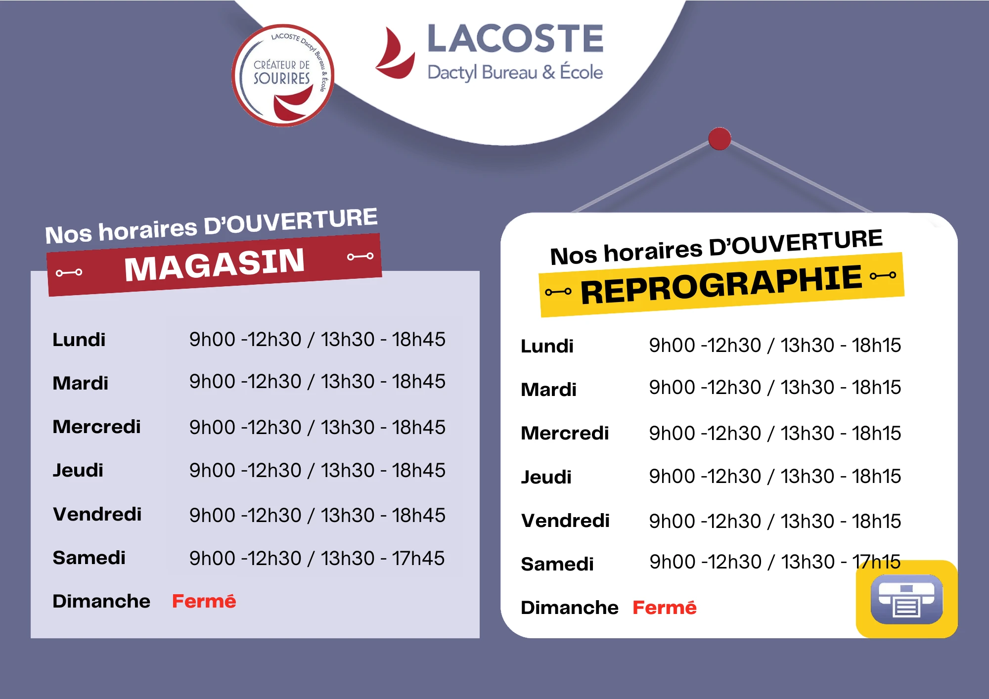 horaires du magasin de Saint-Doulchard